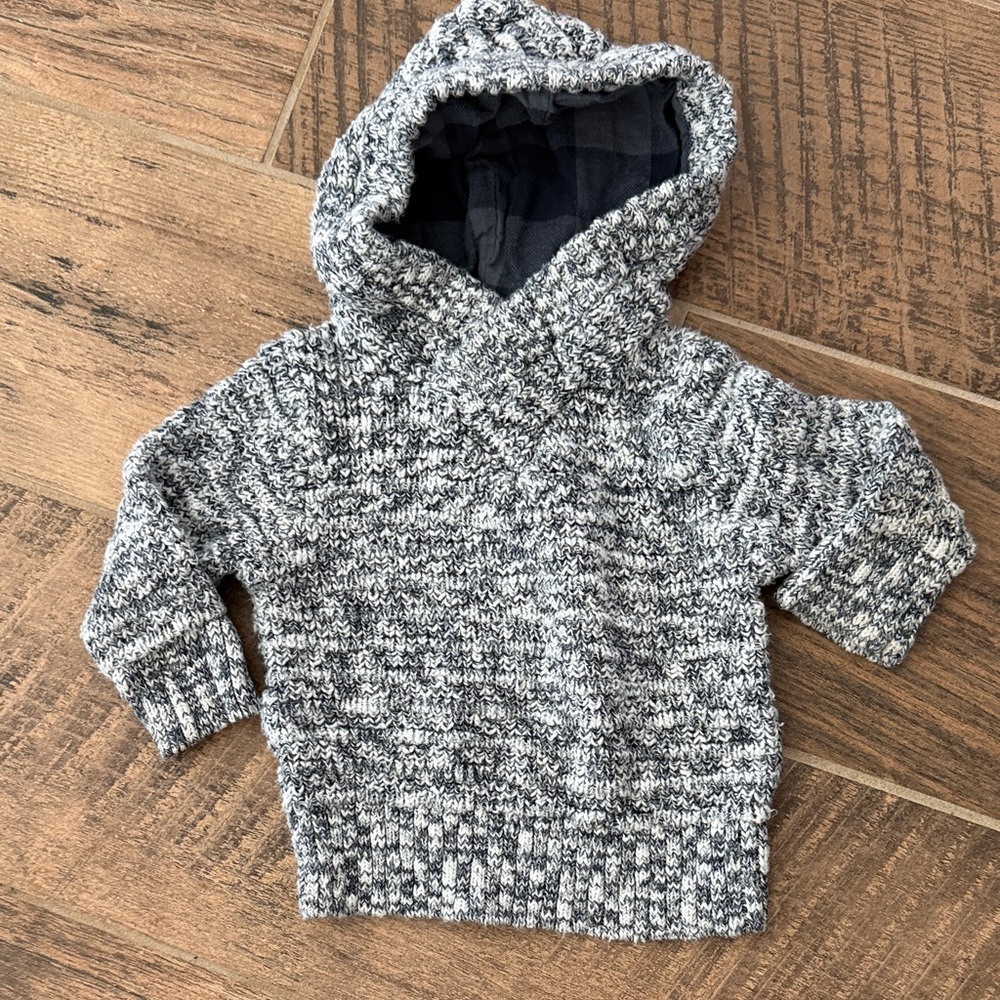 18 Month Cat & Jack Marled Gray Hooded Knit Sweater - Kids